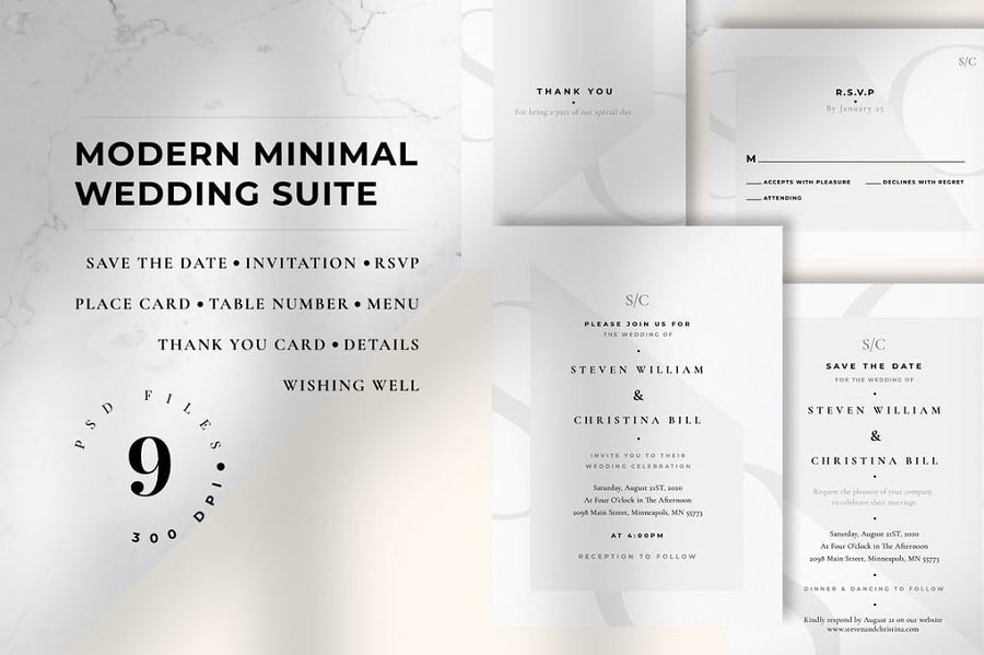 Modern Minimal Wedding Suite
