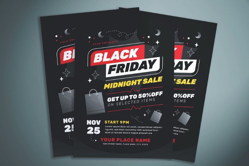 Black Friday Midnight Sale Flyer miaodrawing