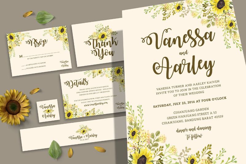 Sunflower Wedding Invitation Set