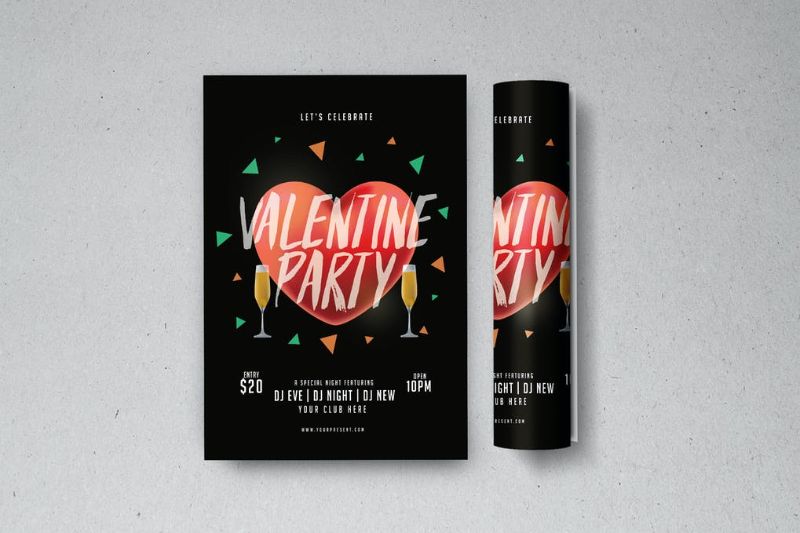 Valentine party flyer black
