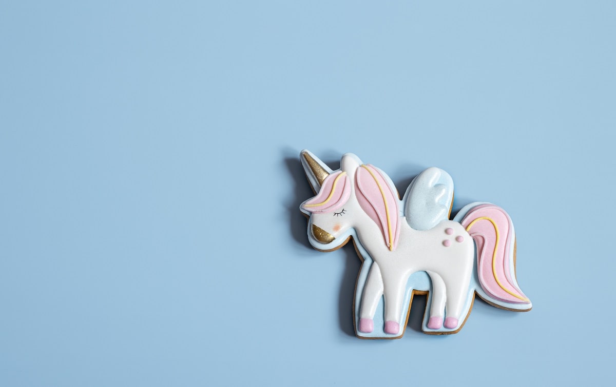 Close-up of a gingerbread in the form of a unicorn